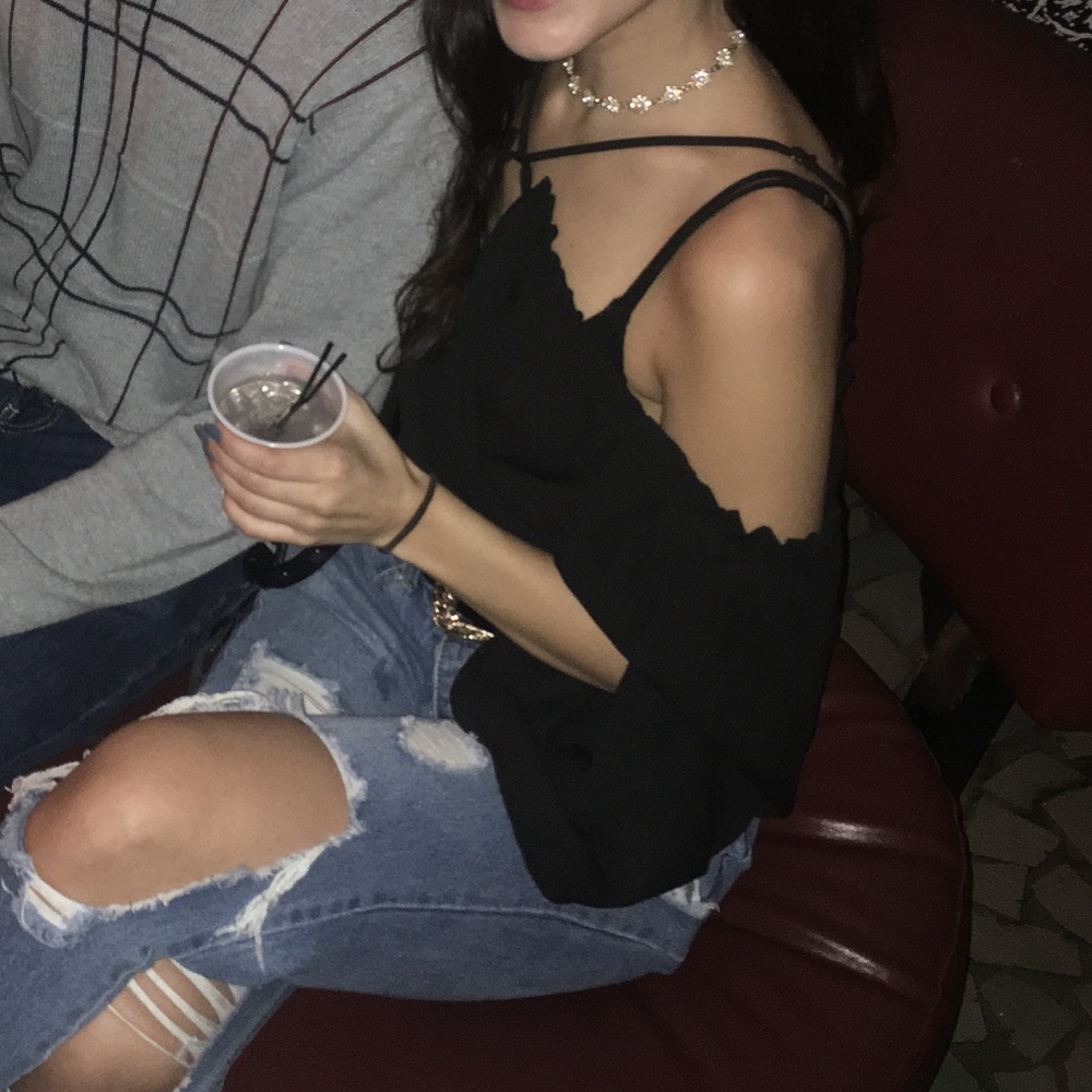 Criss Cross Halter Cold Shoulder Blouse